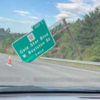 Fallen Highway Sign Shuts Down Right Lane On I-190 South In Central Mass