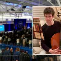 <p>More than 2,000 mourners gathered together to remember Sebastian Robinson, who was shot and killed in his Andover home on Thursday, Feb. 9</p>