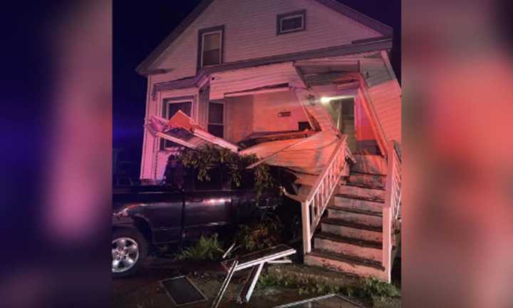 A photo of the truck that drove into the Salem home