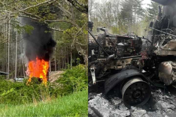 Flames Melt Semi-Truck On West Road In Bernardston: Fire Department