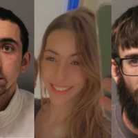 <p>Jeremias Cabral (left) and Michael Abrantes (right) are charged with triggering an Amber Alert for Hannah Benson (center) and her infant son</p>