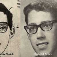 <p>A composite sketch of Betty Lou Zukowski&#x27;s alleged assailant (left) paired with Donald Mars&#x27; high school photo</p>