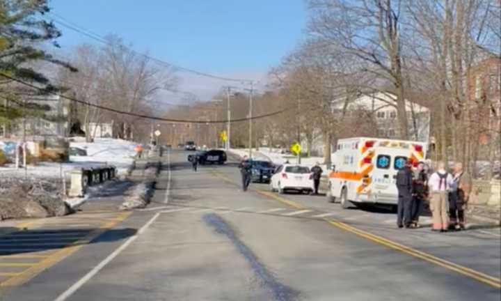 First responders on the scene of a serious pedestrian crash in Pittsfield on Monday, Jan. 30