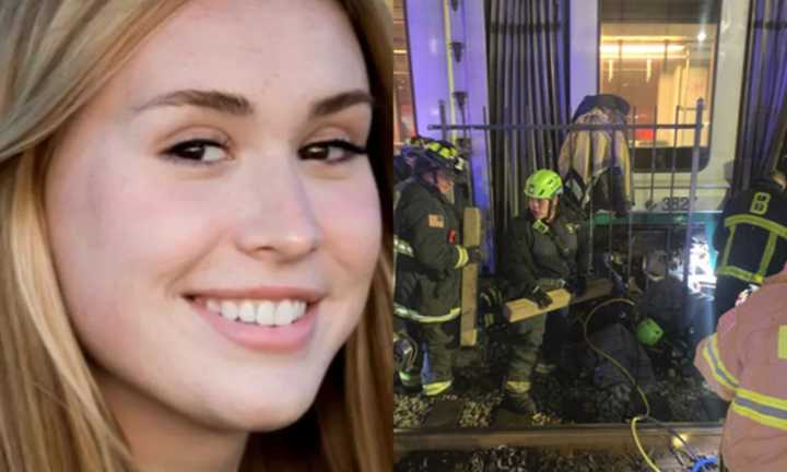 Ava Harlow (left) had to be freed from underneath a Green Line trolley on Boston University&#x27;s campus last Friday, Jan. 27