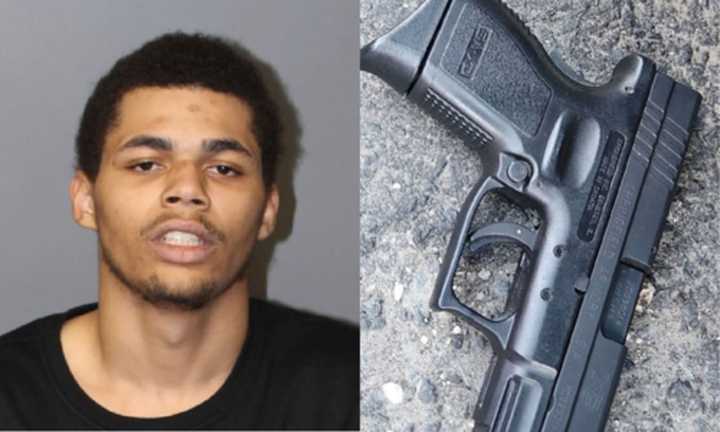 Donovan Marsh III (left) and the loaded gun found in his possession (right)