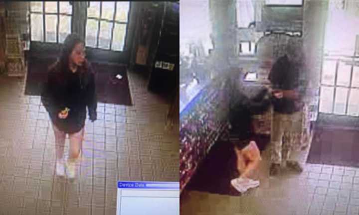 Surveillance images captured Vivian Higgins potentially traveling with an unknown male.