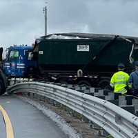 Half Of Route 1 Closed After Garbage Truck Smashes Into Guardrail In Revere