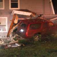 <p>Stow authorities said the car crashed into a corner unit at a multi-apartment dwelling on Thursday night</p>