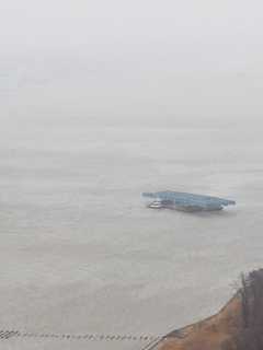 Loose Barges Floating On The Hudson