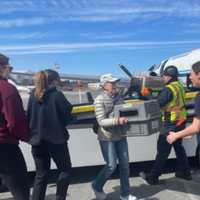 <p>The MSPCA greeted the rescue cats at the airport in New Bedford.</p>