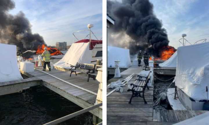 Firefighters had to work aggressively to keep the fire from reaching other vessels.