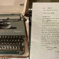 <p>The typewriter, adorned with Tom Hanks&#x27; autograph, came complete with carrying case and a signed letter.</p>