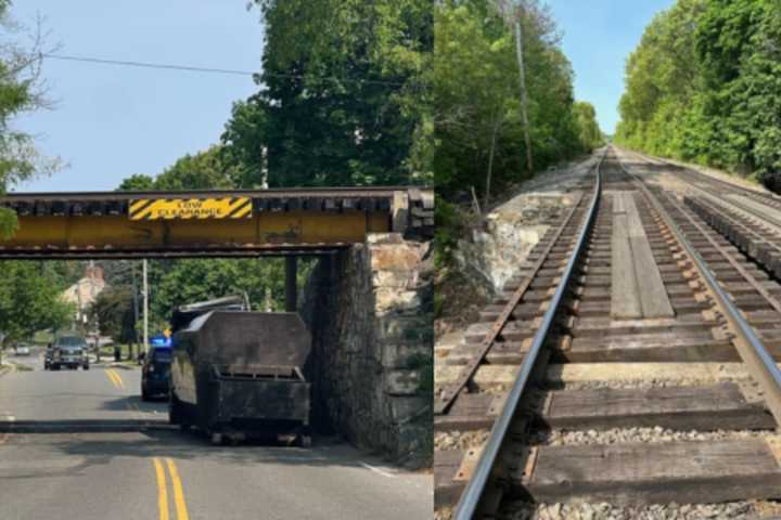 MBTA Train Delayed For Over An Hour After Vehicle Strikes Dedham Bridge