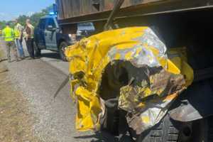 Mass DOT Driver May Be Injured From I-90 Crash With 10-Wheel Dumpster Truck In Framingham