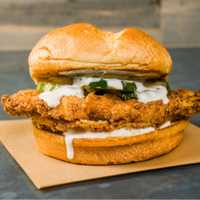 <p>The &quot;O.G&quot; Flip The Bird sandwich comes complete with buttermilk ranch and half-sour pickles, all on a  buttered and grilled potato roll.</p>