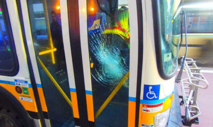 The damaged bus.