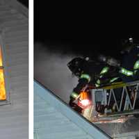 <p>Firefighters used ladders to quench the flames roaring inside the house.</p>