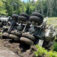 <p>The cement truck rolled over on Middleton Road.</p>