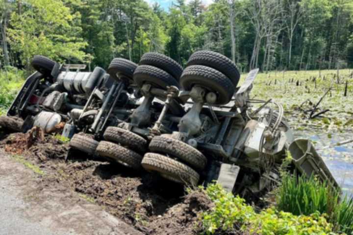 Cement Truck Rolls Off North Andover Road, Shutting Down Traffic