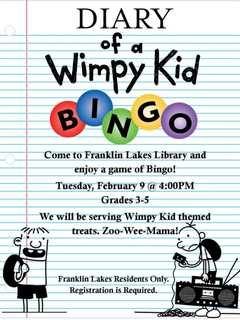 Franklin Lakes Library Plans 'Diary Of A Wimpy Kid' Bingo