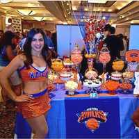 <p>The New York Knicks basketball team recently had Armonk&#x27;s Lilly Teich create a blue- and orange-themed candy buffet for a special event.</p>