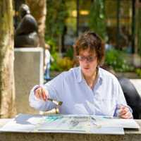 <p>Dorrie Rifkin working on one of her watercolor paintings.</p>