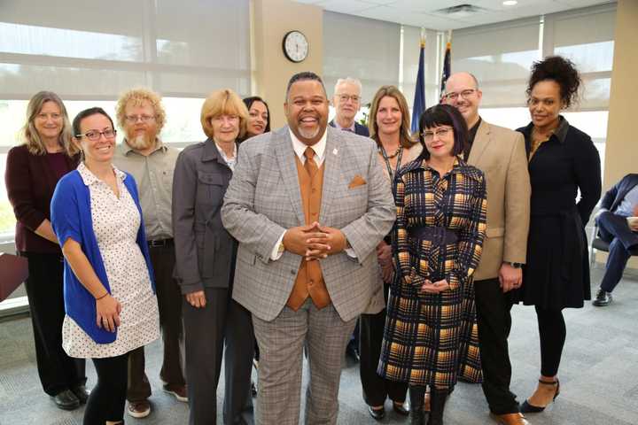 Dr. Michael Baston, President of Rockland Community College, pictured with the team who put together the Title V Grant Application.