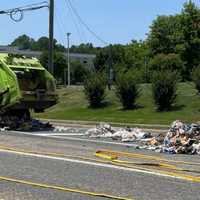 <p>Garbage in a trash truck caught fire Thursday morning along Simpson Road in Fredericksburg.</p>