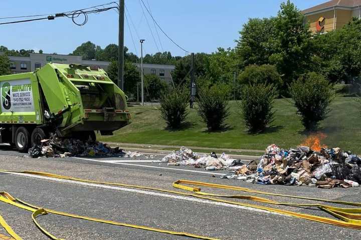 Dumpster Fire Blocks Traffic in Stafford County