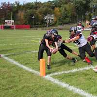 <p>Senior Aviator quarterback Steven Faussette stretches for the end zone for Hasbrouck Heights&#x27; first score of the game.&#x27;</p>