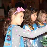 <p>Girl Scouts from Hasbrouck Heights adorn Christmas trees for the first-ever 501(c) Trees event at the Hilton.</p>