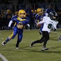 <p>Running back Matthew Mulligan put New Milford&#x27;s winning, and only, touchdown on the board against Lyndhurst.</p>