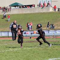 <p>Pee Wee Aviator Ethan Perez intercepts an errant Manchester pass late in the game.</p>