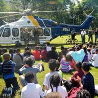 <p>An NJ State Police NorthSTAR helicopter joined the festivities.</p>