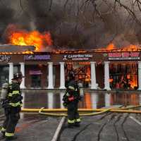 <p>At the scene of the strip mall fire in Cherry Hill.</p>