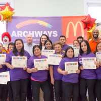 <p>McDonald&#x27;s graduates and their diplomas at the Hackensack YMCA.</p>