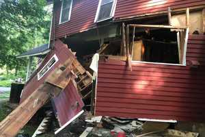 Home Partially Collapses After Explosion In Stamford