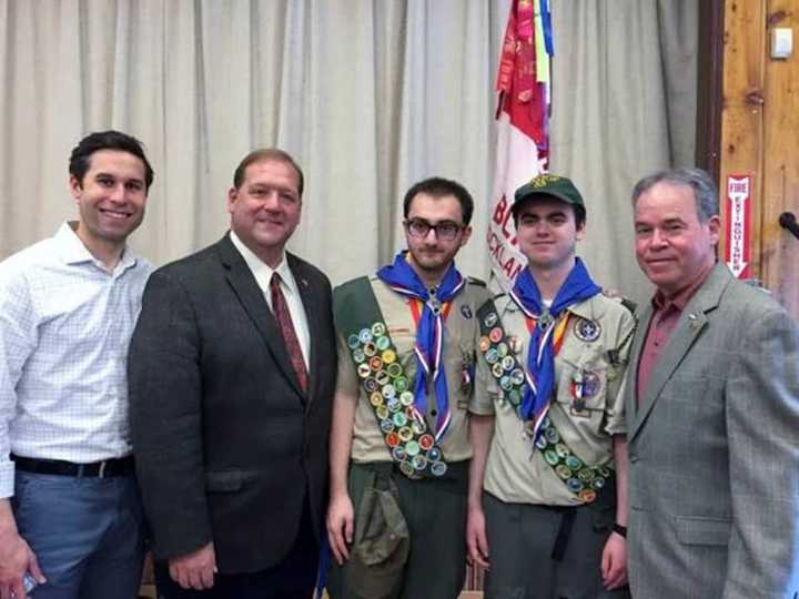 Pictured left to right: Assemblyman Ken Zebrowski, New City, Clarkstown Supervisor George Hoehmann, Michael J. Rizzo, Alex Bruen, Rockland County Executive Ed Day.