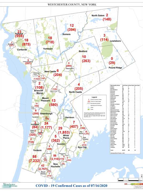 COVID-19: Here's Latest Rundown Of Westchester Cases By Municipality