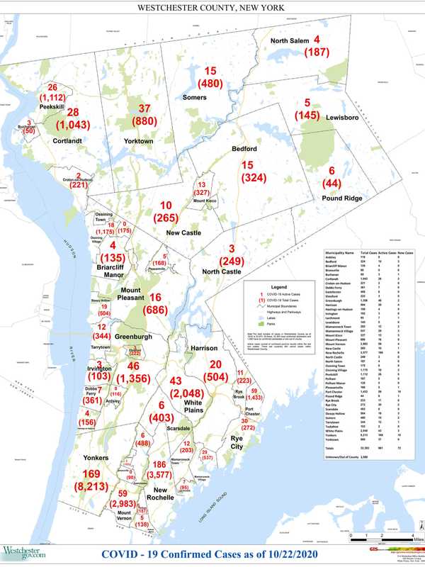 COVID-19: Here Is The Latest Breakdown Of New Cases In Westchester By Municipality