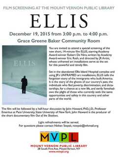 Mount Vernon Public Library Screens 'Ellis' Starring Robert De Niro