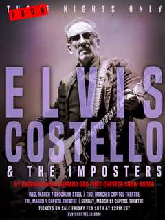 Pump It Up: Elvis Costello Adds 3rd Show At Port Chester's Capitol Theatre