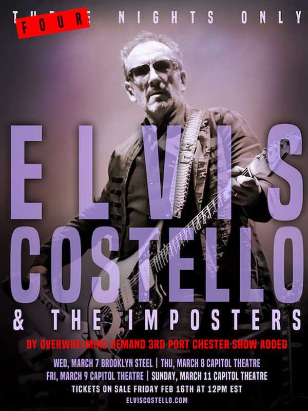 Pump It Up: Elvis Costello Adds 3rd Show At Port Chester's Capitol Theatre