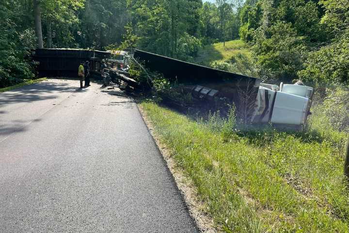 Semi-Truck Rollover Shuts Down Stafford Road