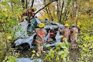 One Person Suffers Traumatic Injuries After Car Crashes Into Montgomery County Woods (PHOTOS)