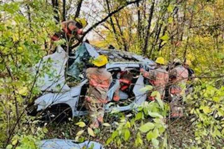 One Person Suffers Traumatic Injuries After Car Crashes Into Montgomery County Woods (PHOTOS)