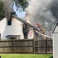 <p>The scene of the Montgomery County fire on Tuesday afternoon.</p>