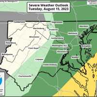 <p>The Severe Weather Outlook for the area on Tuesday, Aug. 15.</p>