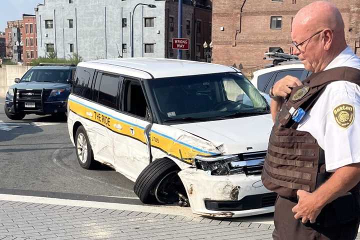 (Update) Man Steals MBTA Van With Passenger Inside In Woburn, Crashes It: Cops