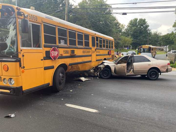 The scene of the school bus crash in Montgomery County.